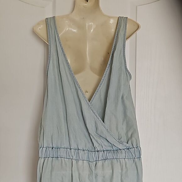 Women's Jumpsuit With Low V-Back Medium Light Blue Washed - Picture 5 of 16